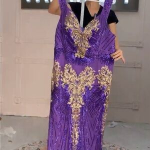 Lavish Purple and Gold Women's Prom Dress